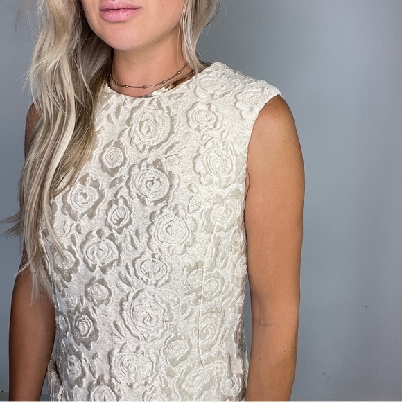 CO Creamy Metallic Jacquard Shift Dress - Picture 3 of 13